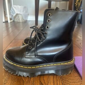 Size 7 women’s doc Martin platform black leather boots. Worn 2x
